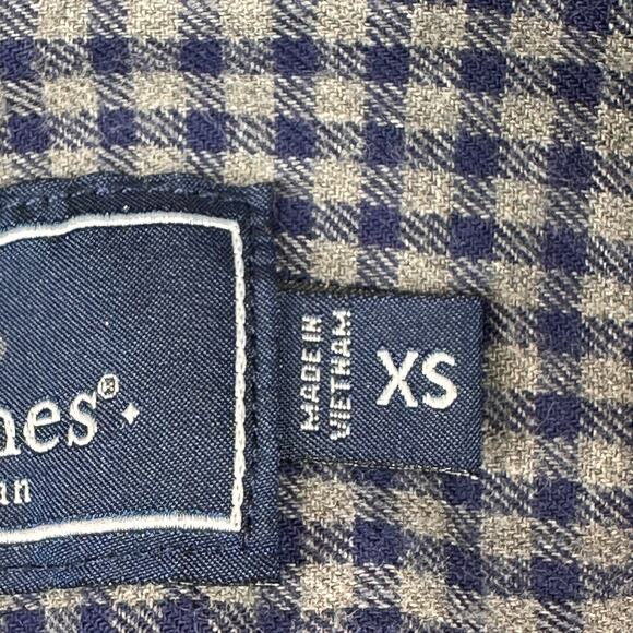 Vineyard Vines Shirt Mens XSmall Blue Gray Whale Shepherds Check Plaid Flannel - Picture 4 of 12